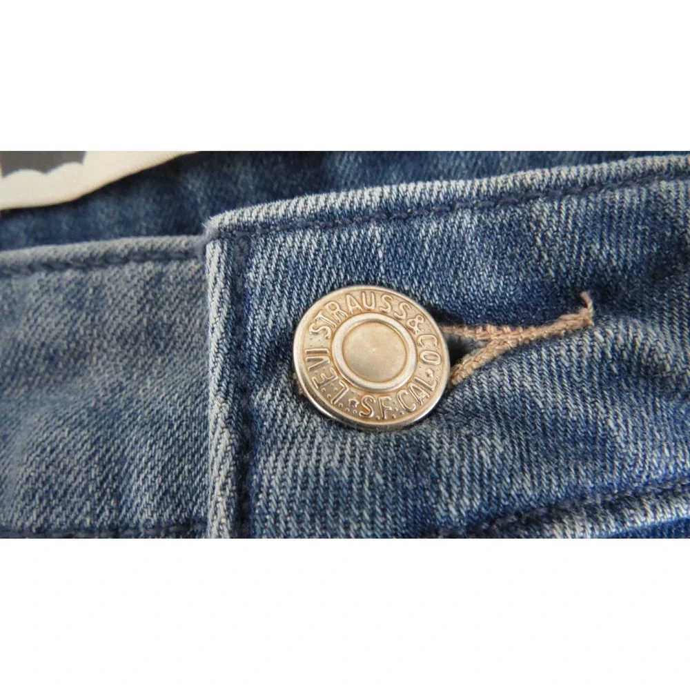 Levis Mid Rise Skinny Jeans Womens Blue Distressed Stretch Embroidered Denim 28 - Picture 4 of 12